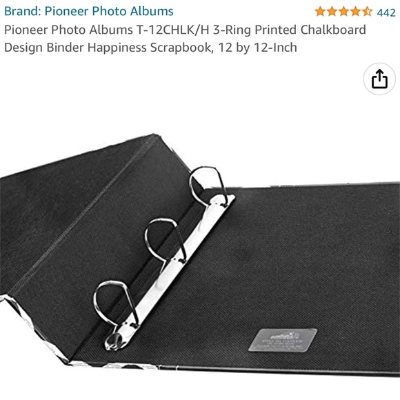 Pioneer Photo Album 3-Ring Printed Chalkboard Design Binder, 12 x 12 - Picture 3 of 6